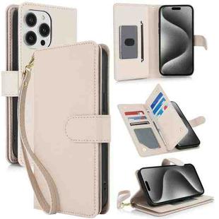 For iPhone 16 Pro Max Multi-Card Wallet RFID Leather Phone Case(Apricot)