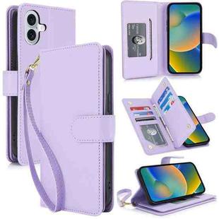 For iPhone 16 Plus Multi-Card Wallet RFID Leather Phone Case(Light Purple)