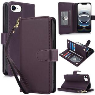 For iPhone 16e Multi-Card Wallet RFID Leather Phone Case(Dark Purple)