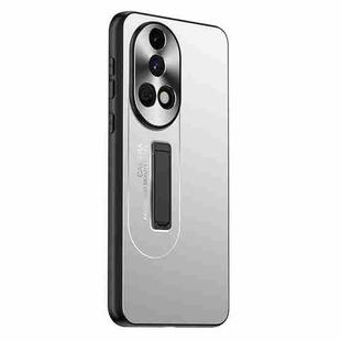 For Huawei nova 12 Frosted Metal Hybrid TPU Holder Phone Case(Silver)