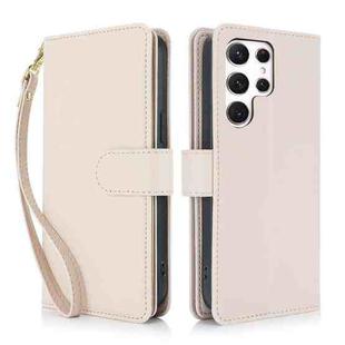 For Samsung Galaxy S24 Ultra 5G Multi-Card Wallet RFID Leather Phone Case(Apricot)
