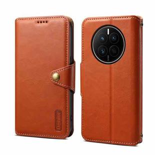 For Huawei Mate 50 Denior Cowhide Texture Wallet Style Leather Phone Case(Brown)