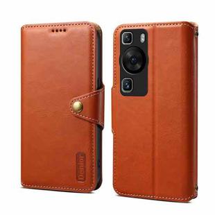 For Huawei P60 Denior Cowhide Texture Wallet Style Leather Phone Case(Brown)