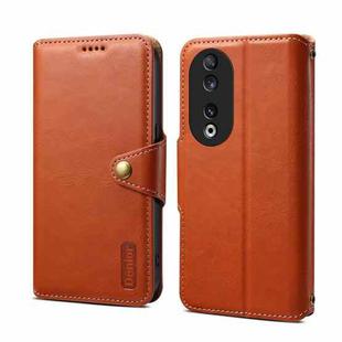 For Honor 90 Denior Cowhide Texture Wallet Style Leather Phone Case(Brown)