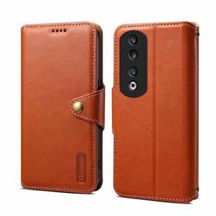 For Honor 90 Pro Denior Cowhide Texture Wallet Style Leather Phone Case(Brown)