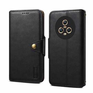 For Honor Magic5 Denior Cowhide Texture Wallet Style Leather Phone Case(Black)