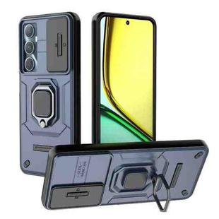 For Realme C65 4G Global Sliding Camshield TPU + PC Shockproof Phone Case with Holder(Blue)