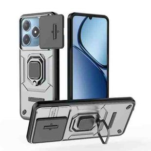 For Realme C63 4G Global Sliding Camshield TPU + PC Shockproof Phone Case with Holder(Grey)