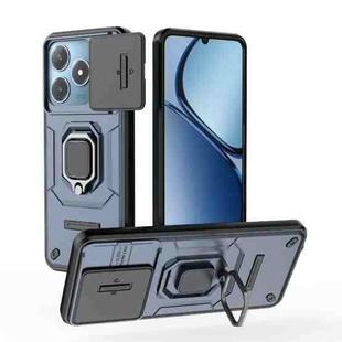 For Realme C63 4G Global Sliding Camshield TPU + PC Shockproof Phone Case with Holder(Blue)