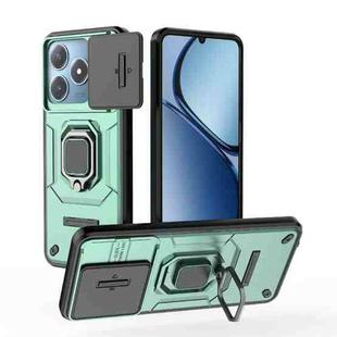 For Realme C63 4G Global Sliding Camshield TPU + PC Shockproof Phone Case with Holder(Green)