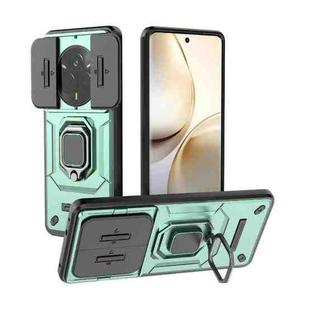 For Realme 14 Pro 5G Global Sliding Camshield TPU + PC Shockproof Phone Case with Holder(Green)