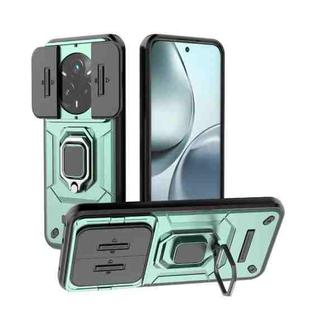 For Realme 14 Pro+ 5G Sliding Camshield TPU + PC Shockproof Phone Case with Holder(Green)