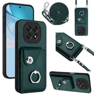 For OPPO A5 4G / F29 5G Organ Card Bag Ring Holder Phone Case with Long Lanyard(Green)