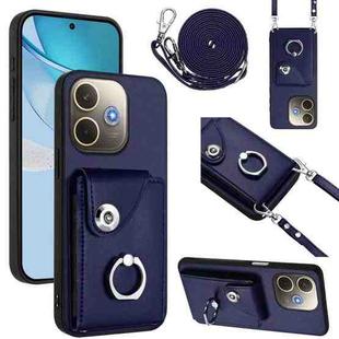 For OPPO A5 Energy / A5 Pro Global Organ Card Bag Ring Holder Phone Case with Long Lanyard(Blue)