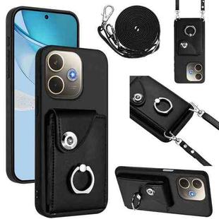 For OPPO A5 Energy / A5 Pro Global Organ Card Bag Ring Holder Phone Case with Long Lanyard(Black)