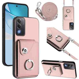 For OPPO A3 Pro Global / A3 Energy Organ Card Bag Ring Holder Phone Case with Long Lanyard(Pink)