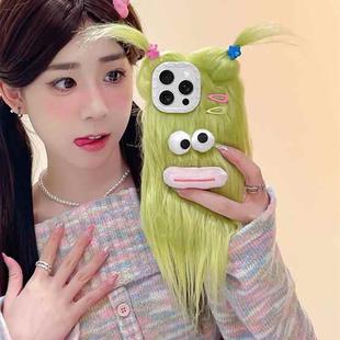 For iPhone 13 Pro Max Plush Funny Monster TPU Phone Case(Green)