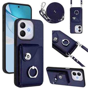 For Honor 400 Lite Global / X70i Organ Card Bag Ring Holder Phone Case with Long Lanyard(Blue)