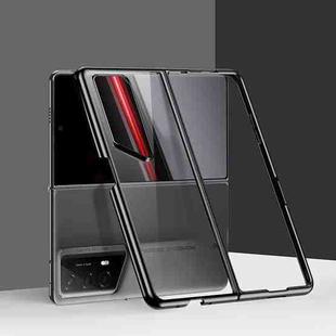 For Honor Magic V2 RSR Porsche Design Transparent Electroplating All-inclusive Folding Phone Case(Black)