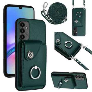 For Samsung Galaxy A05s 4G Organ Card Bag Ring Holder Phone Case with Long Lanyard(Green)