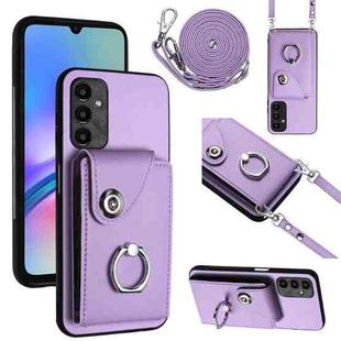For Samsung Galaxy A05s 4G Organ Card Bag Ring Holder Phone Case with Long Lanyard(Purple)