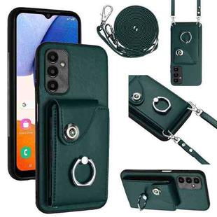 For Samsung Galaxy A24 4G Organ Card Bag Ring Holder Phone Case with Long Lanyard(Green)