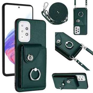 For Samsung Galaxy A33 5G Organ Card Bag Ring Holder Phone Case with Long Lanyard(Green)