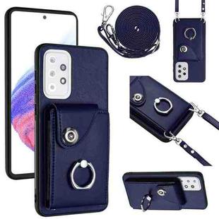 For Samsung Galaxy A33 5G Organ Card Bag Ring Holder Phone Case with Long Lanyard(Blue)