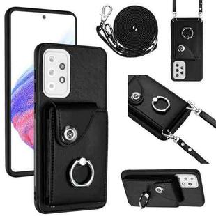 For Samsung Galaxy A33 5G Organ Card Bag Ring Holder Phone Case with Long Lanyard(Black)