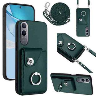For OnePlus Nord CE4 Lite 5G Organ Card Bag Ring Holder Phone Case with Long Lanyard(Green)