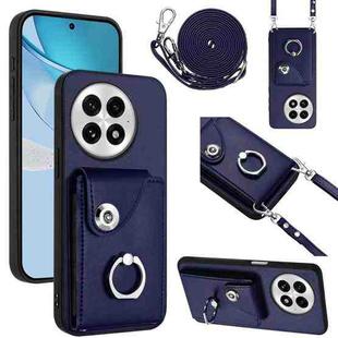 For OnePlus 13 5G Organ Card Bag Ring Holder Phone Case with Long Lanyard(Blue)