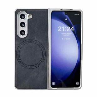 For Samsung Galaxy Z Fold5 Skin Feel Leather Texture MagSafe Pearlescent Paint Shockproof Phone Case(Black)