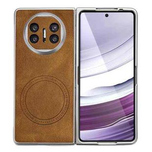 For Huawei Mate X5 Skin Feel Leather Texture MagSafe Pearlescent Paint Shockproof Phone Case(Brown)