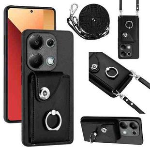 For Xiaomi Redmi Note 13 Pro 4G Global Organ Card Bag Ring Holder Phone Case with Long Lanyard(Black)