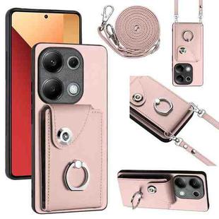 For Xiaomi Redmi Note 13 Pro 4G Global Organ Card Bag Ring Holder Phone Case with Long Lanyard(Pink)