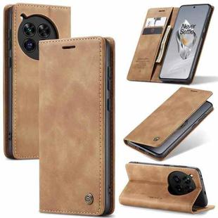 For OnePlus 12 CaseMe 013 Retro Frosted Flip Leather Phone Case(Brown)