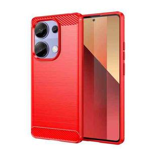 For Xiaomi Poco M6 Pro 4G Brushed Texture Carbon Fiber TPU Phone Case(Red)