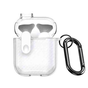 For AirPods 1/2 DUX DUCIS PECK Series Split Transparent Carbon Fiber Earphone Case(Transparent White)