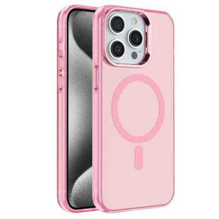 For iPhone 15 Pro Electroplated IMD Magsafe PC Hybrid TPU Phone Case(Pink)