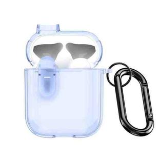 For AirPods 1/2 DUX DUCIS PECL Series Split Transparent Earphone Case with Hook(Blue)