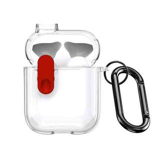 For AirPods 1/2 DUX DUCIS PECL Series Split Transparent Earphone Case with Hook(Transparent Red)