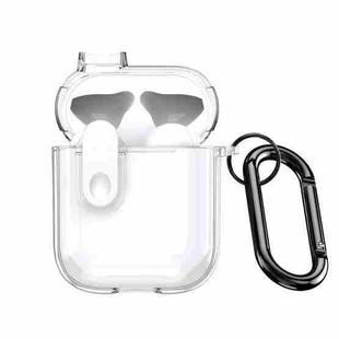 For AirPods 1/2 DUX DUCIS PECL Series Split Transparent Earphone Case with Hook(Transparent White)