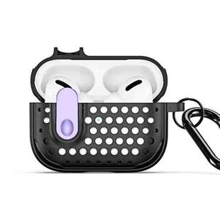 For AirPods Pro 2 DUX DUCIS PECM Series Split Peak Hollow Earphone Case with Hook(Black Purple)