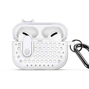 For AirPods Pro DUX DUCIS PECM Series Split Peak Hollow Earphone Case with Hook(White)