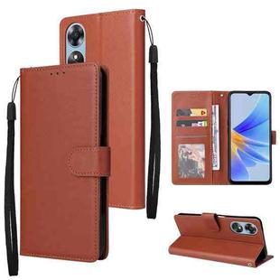For OPPO A17 4G / A17k 3-Card Slots Multifunctional Leather Phone Case(Brown)