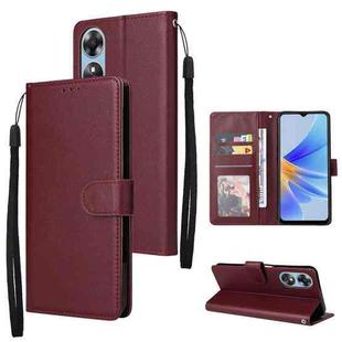 For OPPO A17 4G / A17k 3-Card Slots Multifunctional Leather Phone Case(Wine Red)