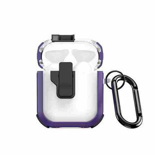 For AirPods 1/2 DUX DUCIS PECN Series Split Two-color Transparent Earphone Case with Hook(Purple Black)