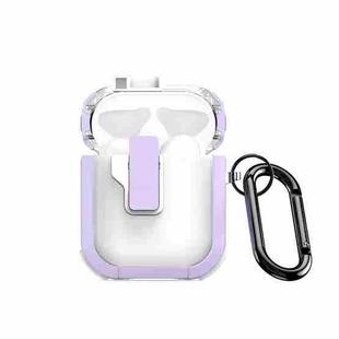 For AirPods 1/2 DUX DUCIS PECN Series Split Two-color Transparent Earphone Case with Hook(Purple White)