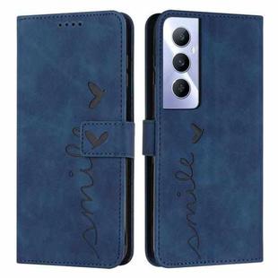 For Realme C65 4G Skin Feel Heart Embossed Leather Phone Case with Long Lanyard(Blue)