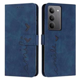 For Realme C75 / V60 Pro Skin Feel Heart Embossed Leather Phone Case with Long Lanyard(Blue)